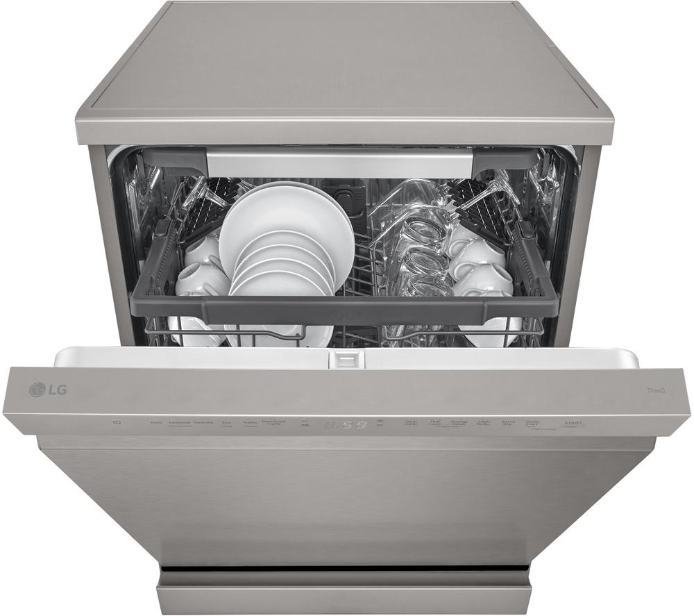 Lavavajillas LG QuadWash DF355FP de tamaño completo con WiFi - Plata Platino