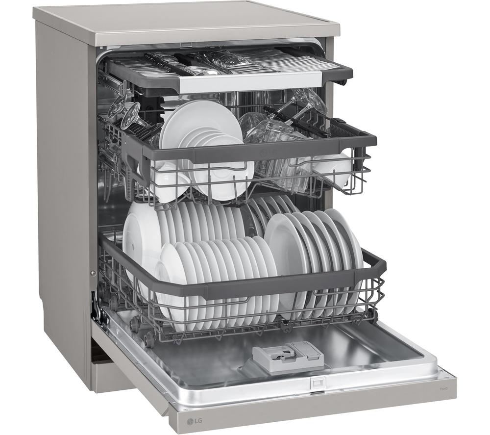 Lavavajillas LG QuadWash DF355FP de tamaño completo con WiFi - Plata Platino