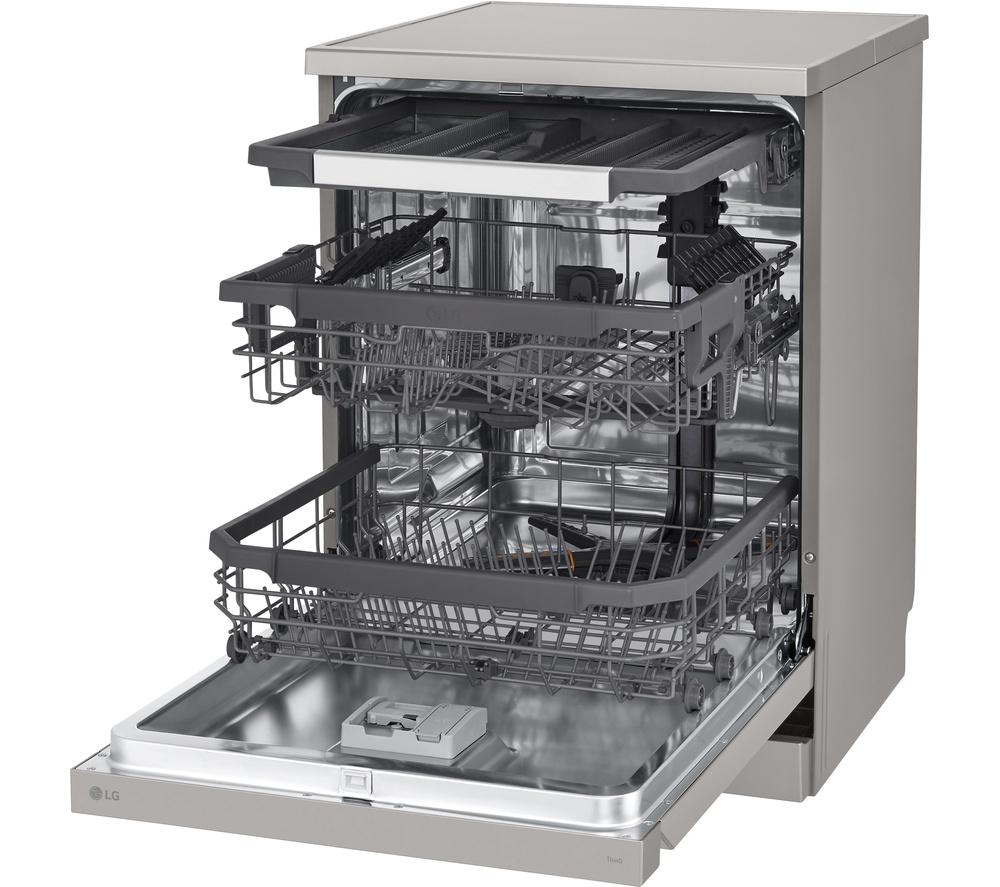Lavavajillas LG QuadWash DF355FP de tamaño completo con WiFi - Plata Platino