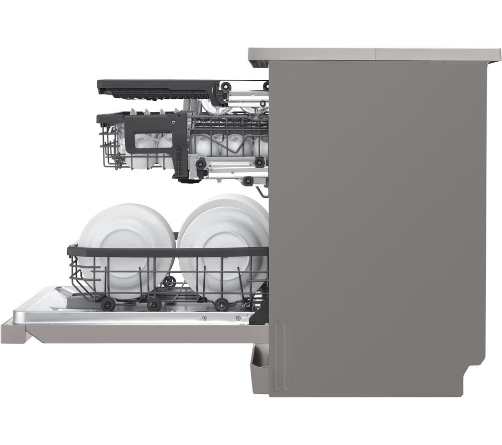 Lavavajillas LG QuadWash DF355FP de tamaño completo con WiFi - Plata Platino