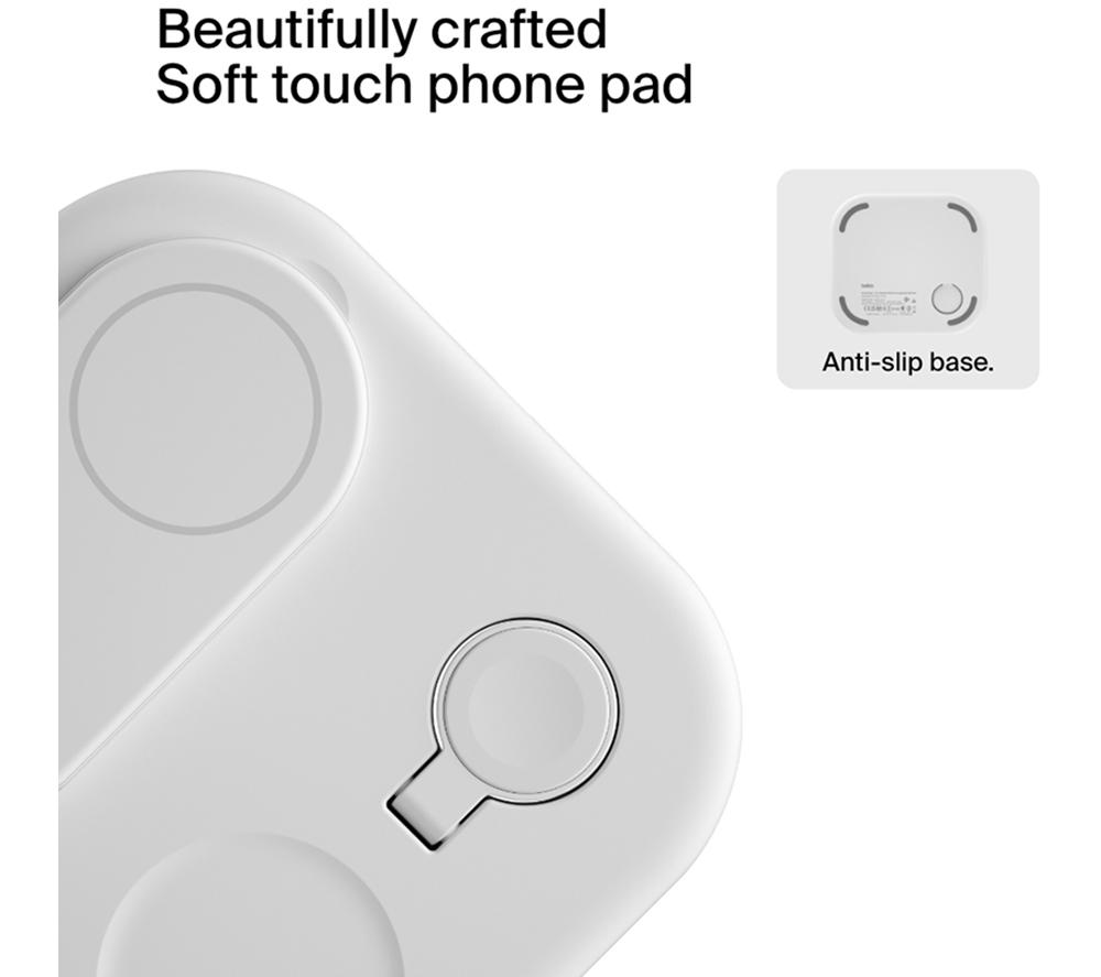 BELKIN BoostCharge Qi2 3-in-1 Magnetic 15 W Wireless Charger - White