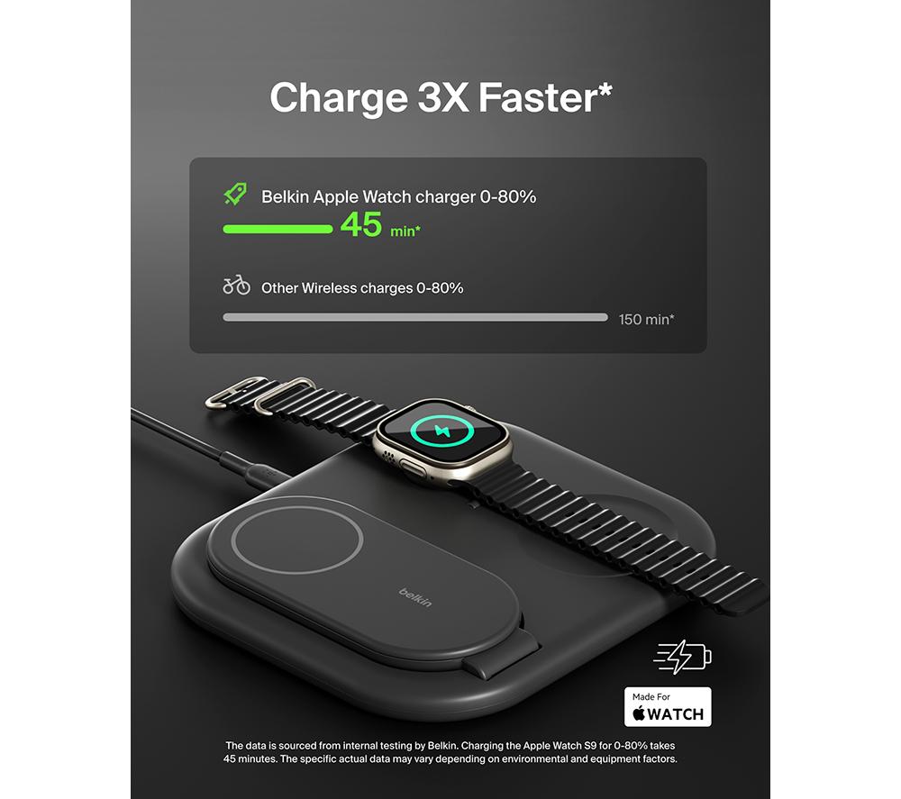 BELKIN BoostCharge Qi2 3-in-1 Magnetic 15 W Wireless Charger - Black
