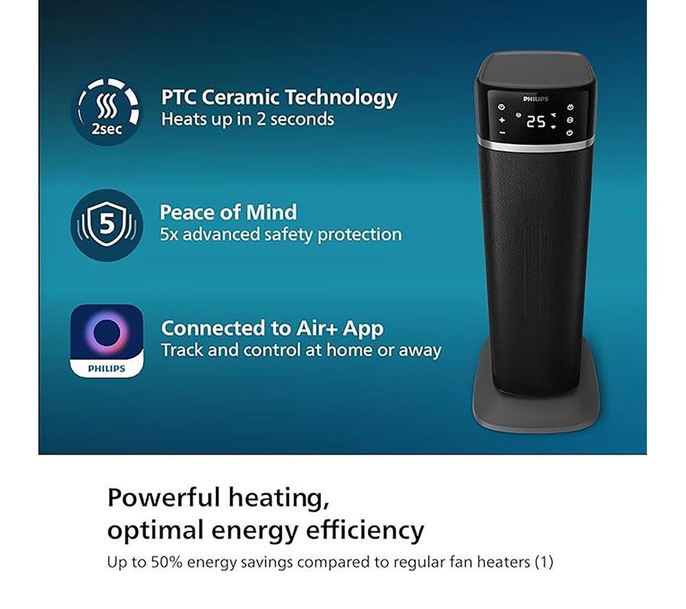 PHILIPS CX5120/11 Portable Smart Ceramic Tower Fan Heater - Dark Grey