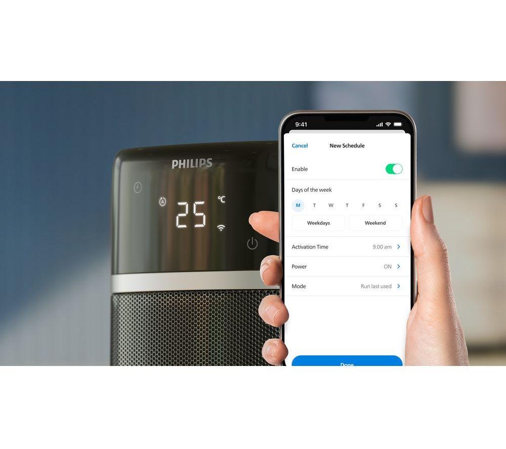PHILIPS CX5120/11 Portable Smart Ceramic Tower Fan Heater - Dark Grey