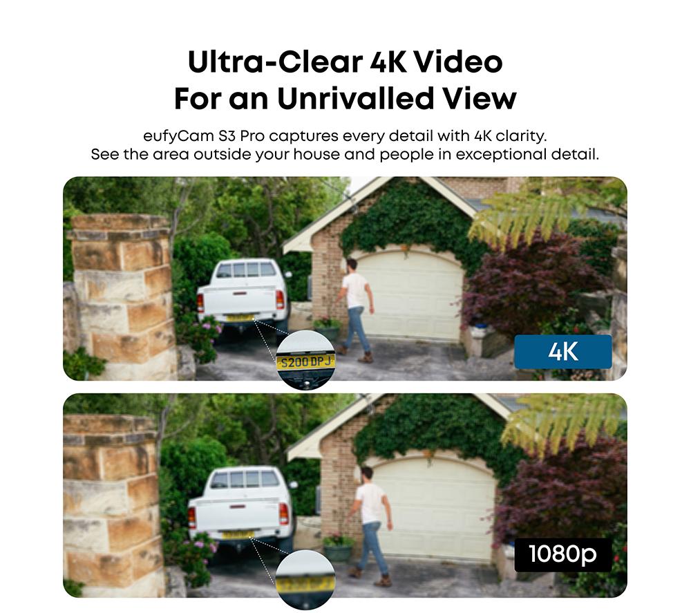 EUFY eufyCam S3 Pro 4K Ultra HD WiFi Security Camera Kit - 2 Cameras
