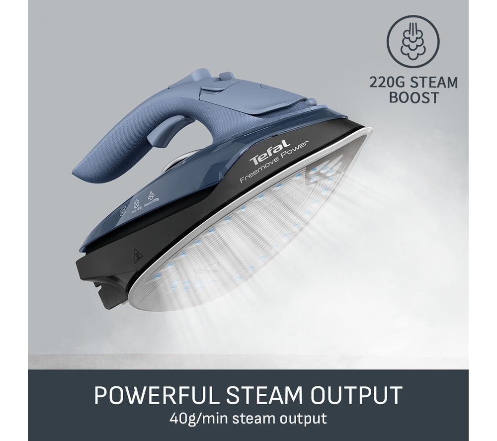 TEFAL Freemove Power FV6674G0 Cordless Steam Iron - Blue Salt & Black