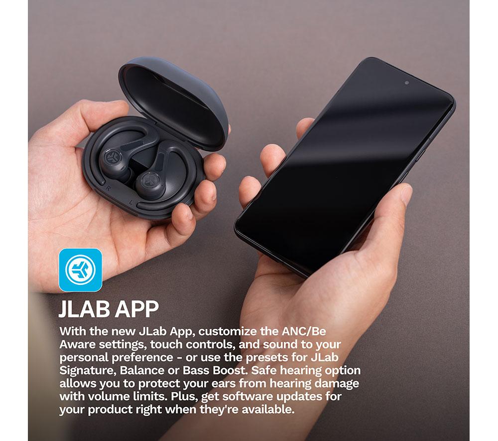 JLAB Jbuds Air Sport ANC 4 Wireless Bluetooth Noise-Cancelling Sports Earbuds - Black