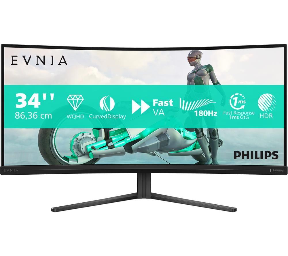 PHILIPS Evnia 34M2C3500L/00 Wide Quad HD 34" Curved VA LCD Gaming Monitor - Charcoal
