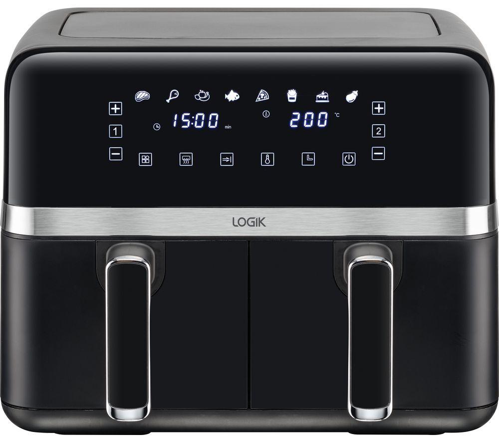 LOGIK L80AFB24 Dual Air Fryer – Black & Silver