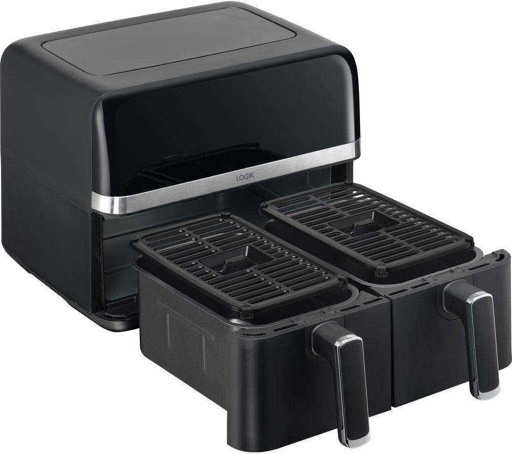 LOGIK L80AFB24 Dual-Heißluftfritteuse – Schwarz & Silber