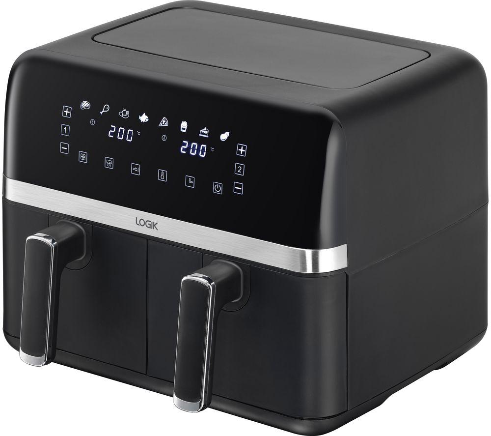LOGIK L80AFB24 Dual-Heißluftfritteuse – Schwarz & Silber