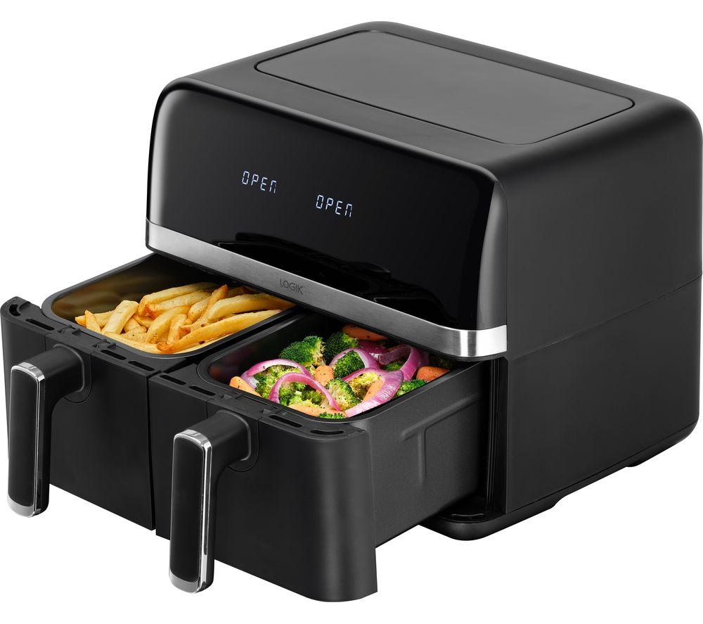 LOGIK L80AFB24 Dual-Heißluftfritteuse – Schwarz & Silber