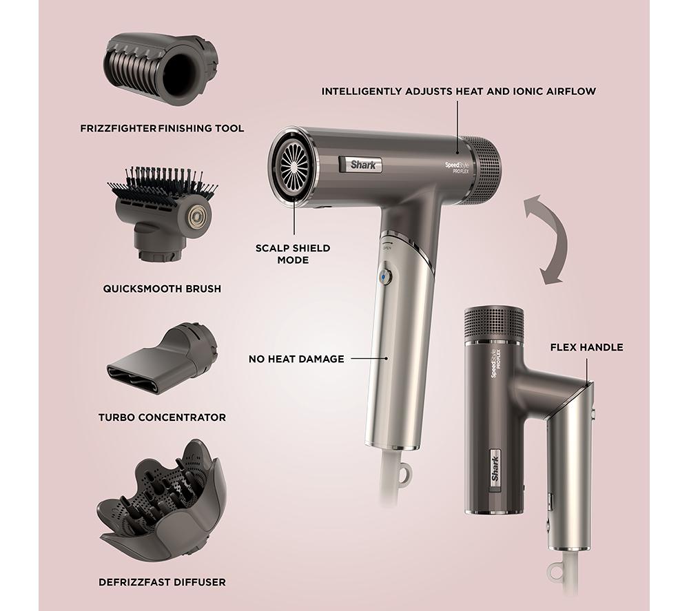 SHARK SpeedStyle Pro Flex HD542UK 4-in-1 Haartrockner - Mokka-Silber