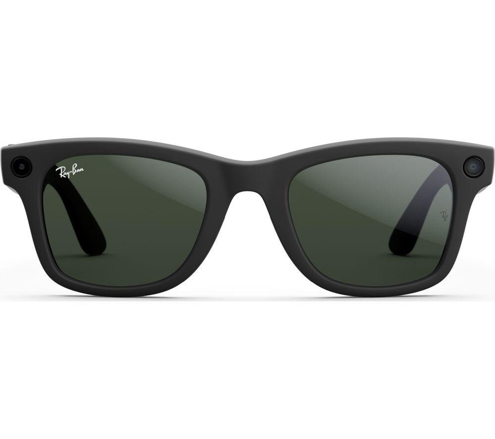 RAY-BAN META Wayfarer Large Glasses - Matte Black, Clear to G15 Green Transitions