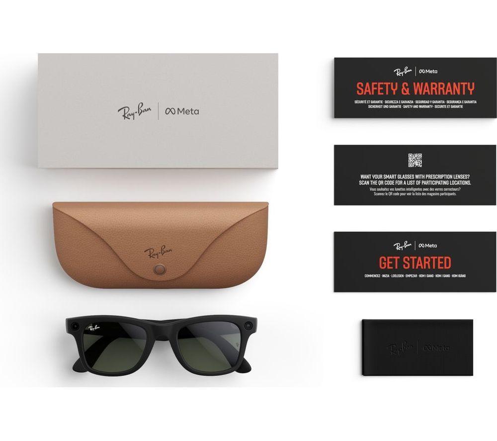 RAY-BAN META Wayfarer Glasses - Matte Black, Clear to G15 Green Transitions