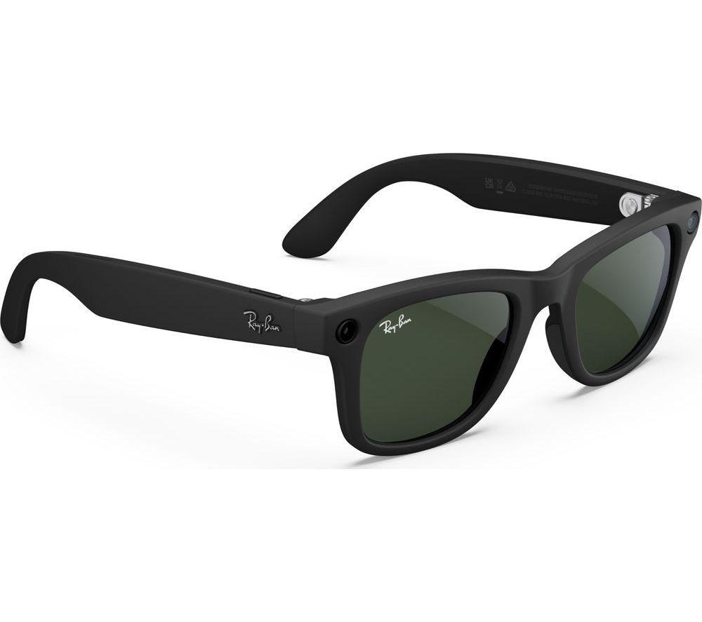 RAY-BAN META Wayfarer Glasses - Matte Black, Clear to G15 Green Transitions