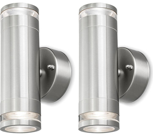 4LITE Marinus Range 4L2/2307 Smart LED Outdoor Wall Light - Stainless Steel, Twin Pack