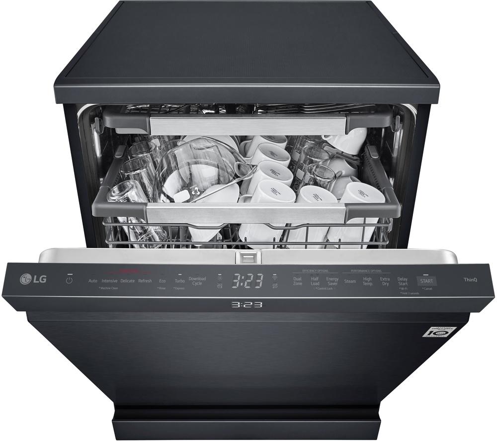 Lavavajillas LG Serie 7 TrueSteam QuadWash DF587HMS de tamaño completo con WiFi - Negro
