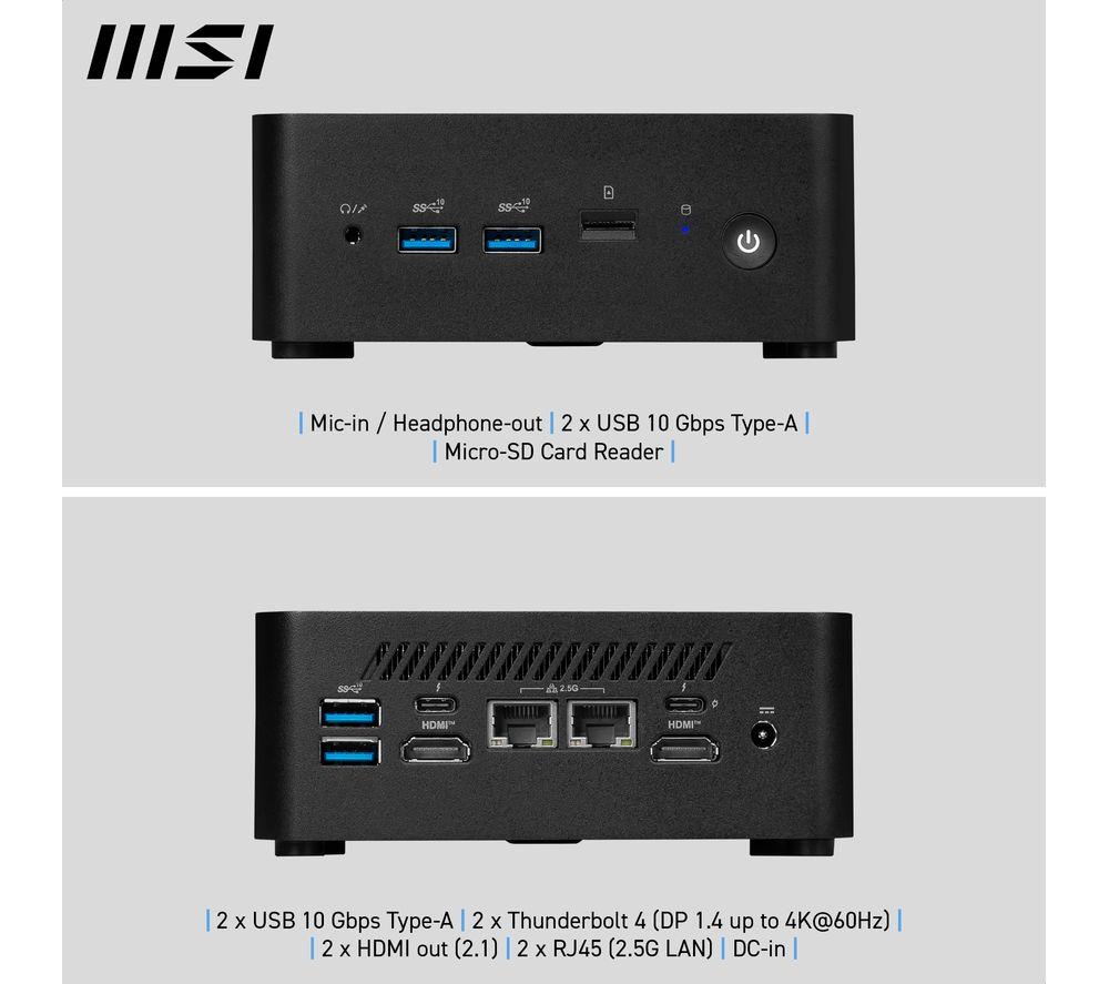 MSI Cubi NUC 1M Mini Desktop PC - Intel® Core™ 3, 512 GB SSD, Black