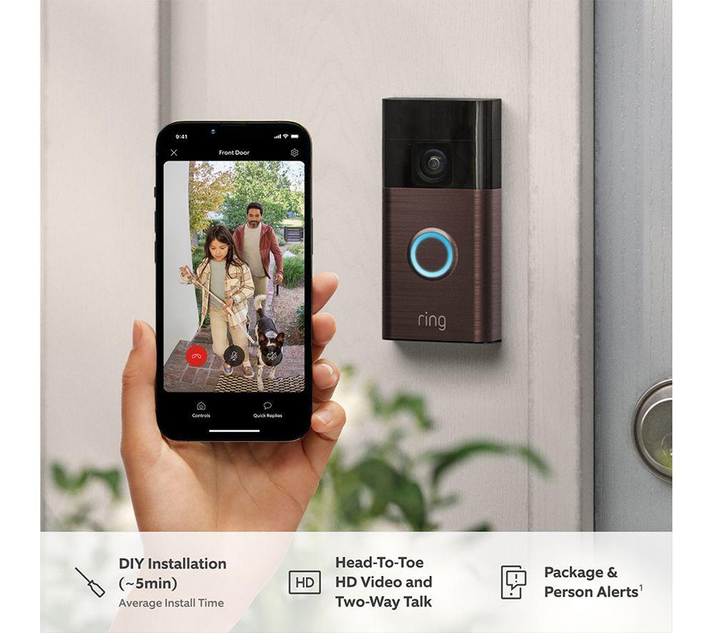 AMAZON Battery Video Doorbell (Venetian Bronze) & Echo Show 5 Smart Display with Alexa (Charcoal) Bundle - 3rd Gen