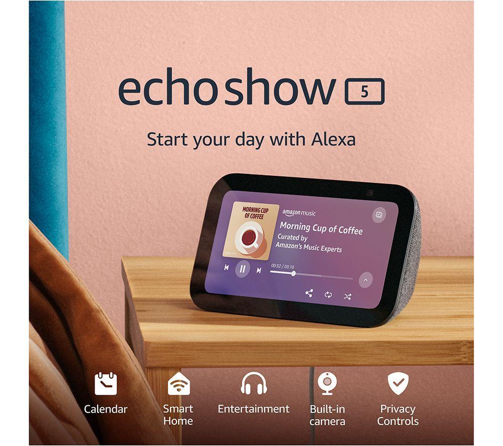 AMAZON Battery Video Doorbell (Venetian Bronze) & Echo Show 5 Smart Display with Alexa (Charcoal) Bundle - 3rd Gen