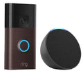 AMAZON Battery Video Doorbell (3rd Gen, Venetian Bronze) & Echo Pop (1st Gen, Charcoal) Smart Speaker with Alexa Bundle