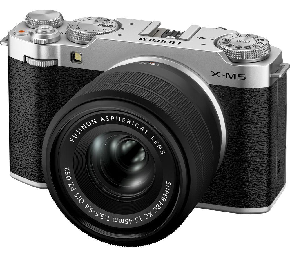 FUJIFILM X-M5 Mirrorless Camera with FUJINON XC 15-45 mm f/3.5-5.6 OIS PZ Lens - Silver