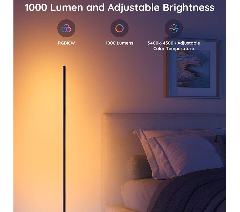 GOVEE RGBICW Smart Corner Floor Lamp - Black