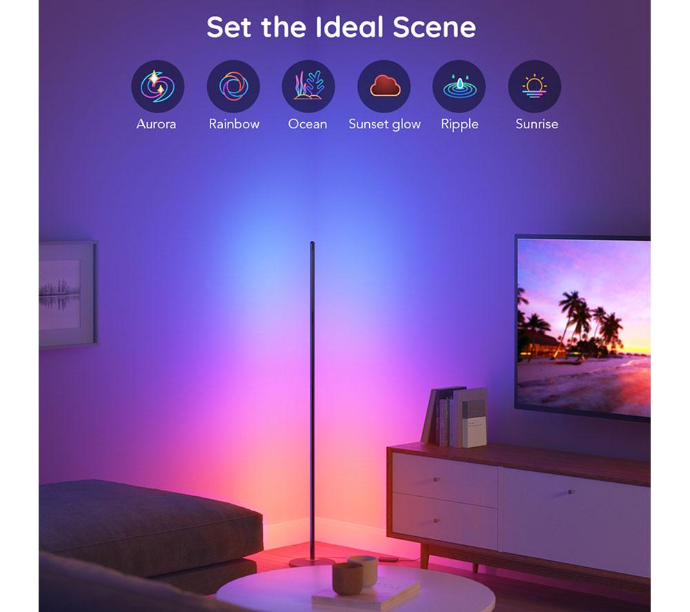 GOVEE RGBICW Smart Corner Floor Lamp - Black