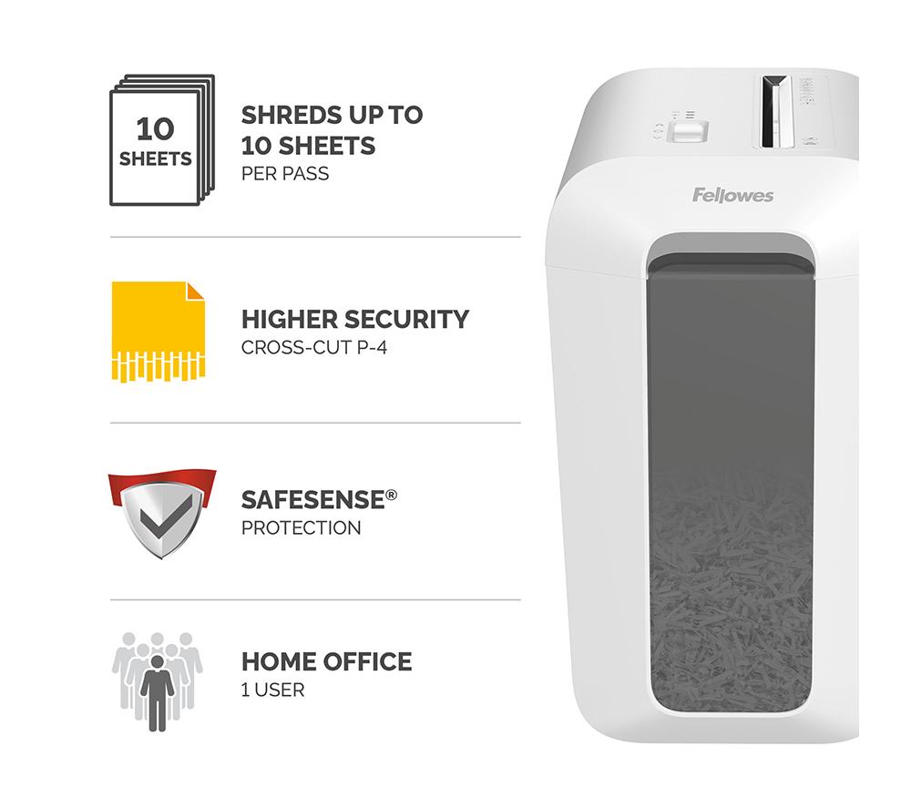 FELLOWES Powershred LX65 Cross Cut Paper Shredder - White