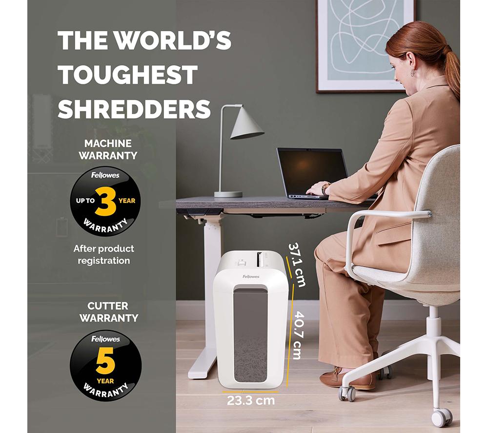 FELLOWES Powershred LX65 Cross Cut Paper Shredder - White