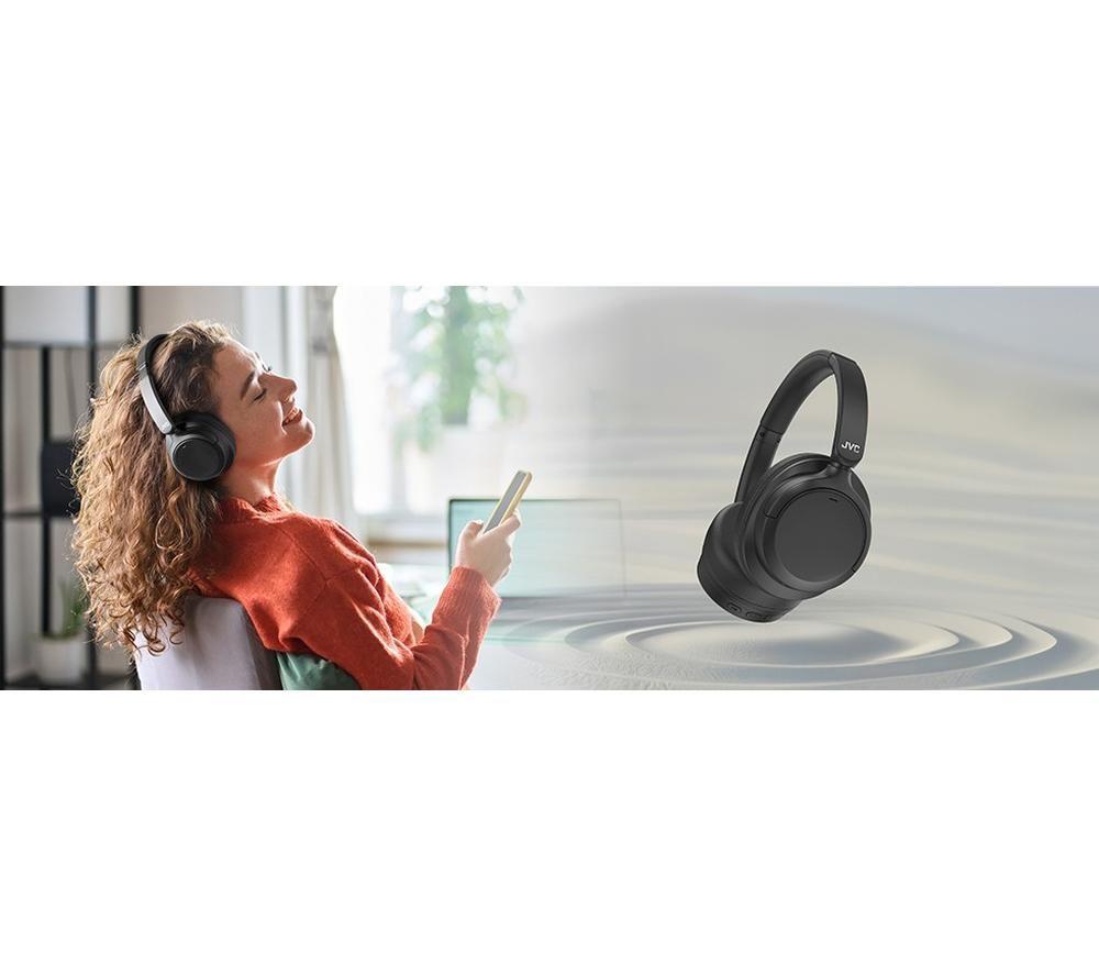 JVC HA-S75N-B-U Wireless Bluetooth Noise-Cancelling Over-Ear Headphones - Black