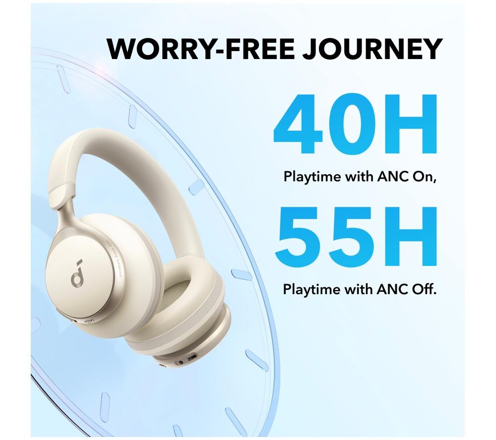 Auriculares inalámbricos con cancelación de ruido Bluetooth SOUNDCORE Space One - Crema