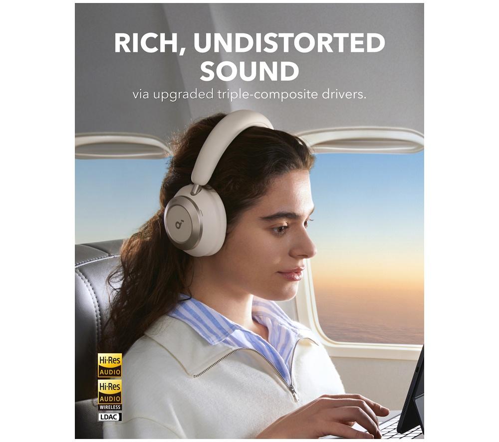 SOUNDCORE Space One Pro Wireless Bluetooth Noise-Cancelling Headphones - Cream White