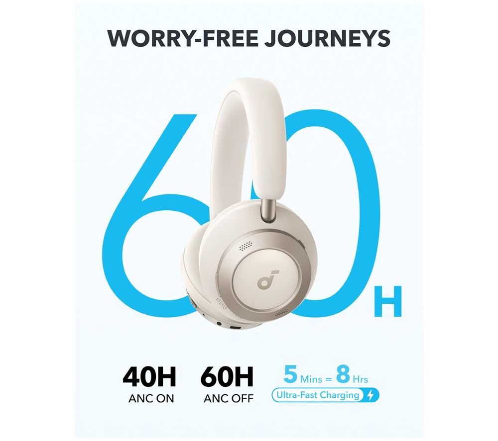SOUNDCORE Space One Pro Wireless Bluetooth Noise-Cancelling Headphones - Cream White