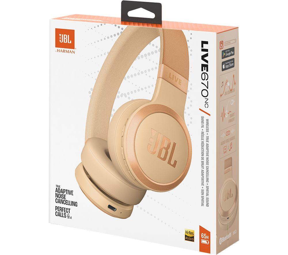 JBL Live 670NC Kabelloser Bluetooth Over-Ear Kopfhörer mit Noise-Cancelling – Sandstein