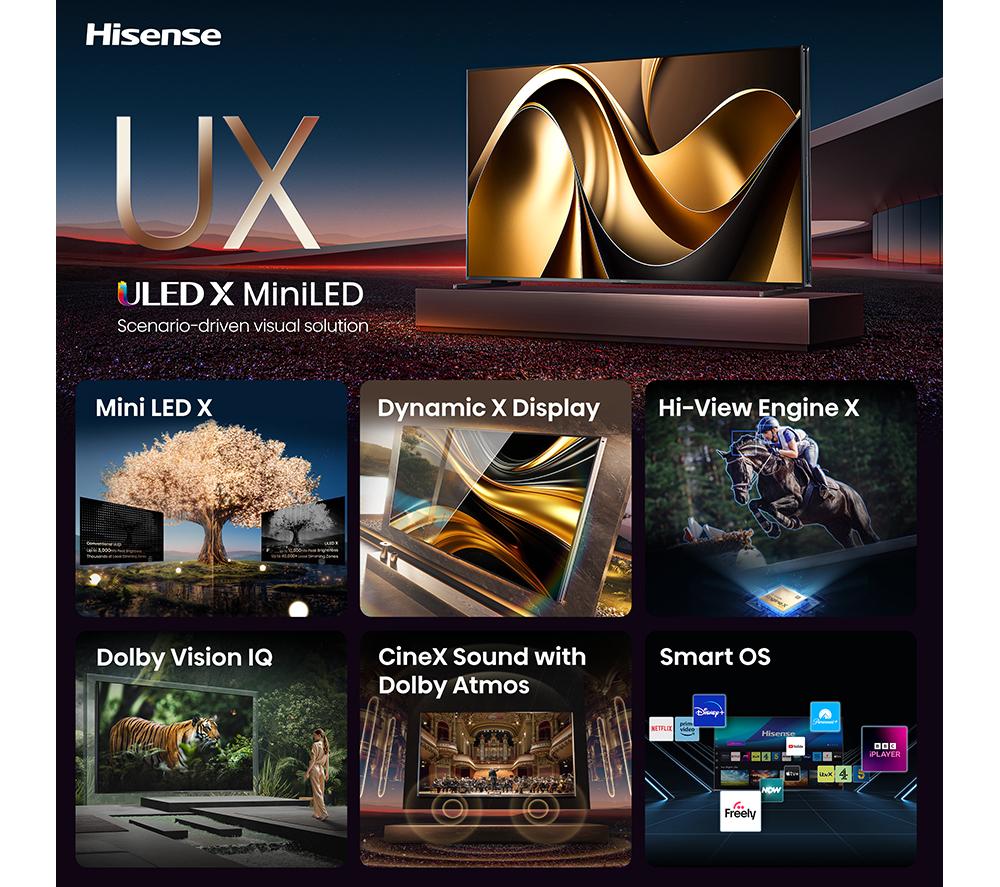 HISENSE 110UXNQTUK 110" Smart 4K Ultra HD HDR Mini LED TV with Amazon Alexa