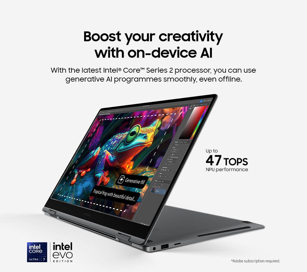 SAMSUNG Galaxy Book5 360 15.6" 2 in 1 Laptop, Copilot+ PC - Intel® Core™ Ultra 7, 512 GB SSD, Grey