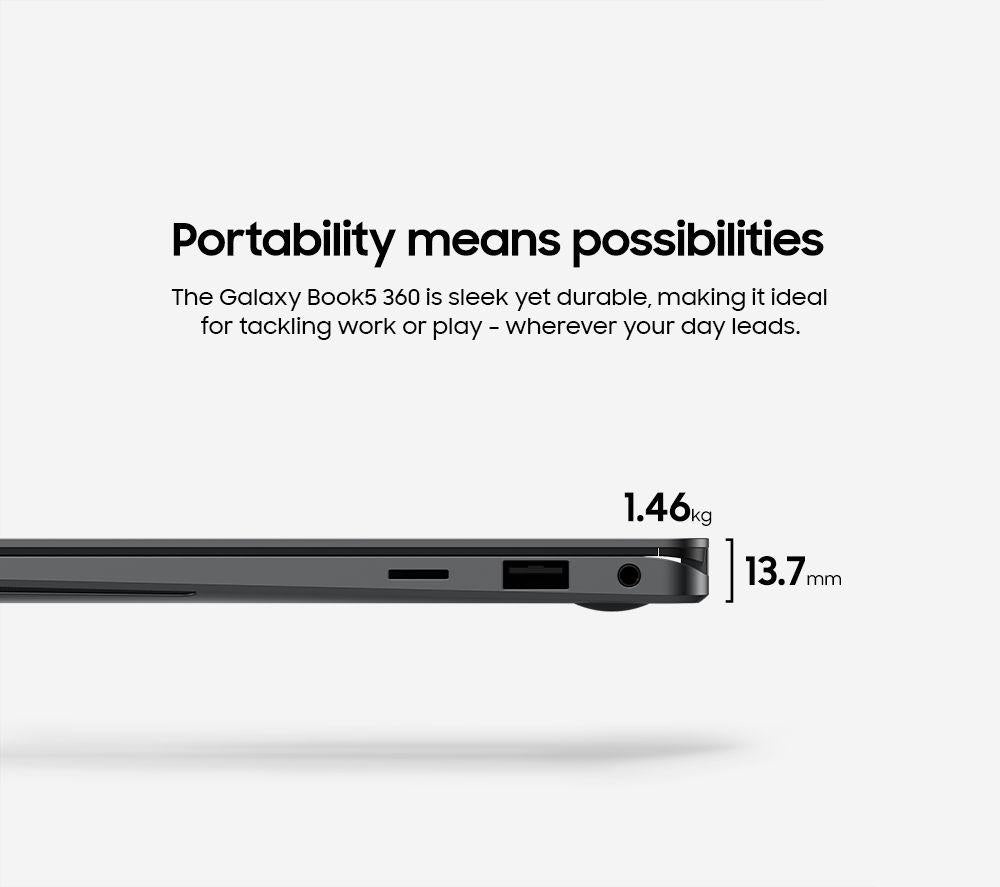 SAMSUNG Galaxy Book5 360 15.6" 2 in 1 Laptop, Copilot+ PC - Intel® Core™ Ultra 7, 512 GB SSD, Grey