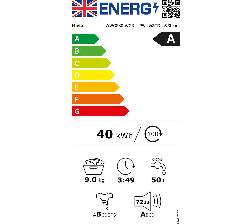 MIELE WWG880 WCS PWash&TDos&Steam Lavadora con WiFi de 9 kg y 1400 rpm - Blanco Loto