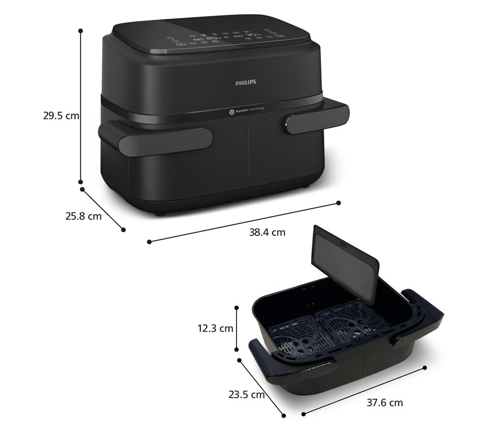 PHILIPS Serie 1000 NA150/09 Freidora de aire de cesta doble FlexDrawer de 7,1 l - Negro