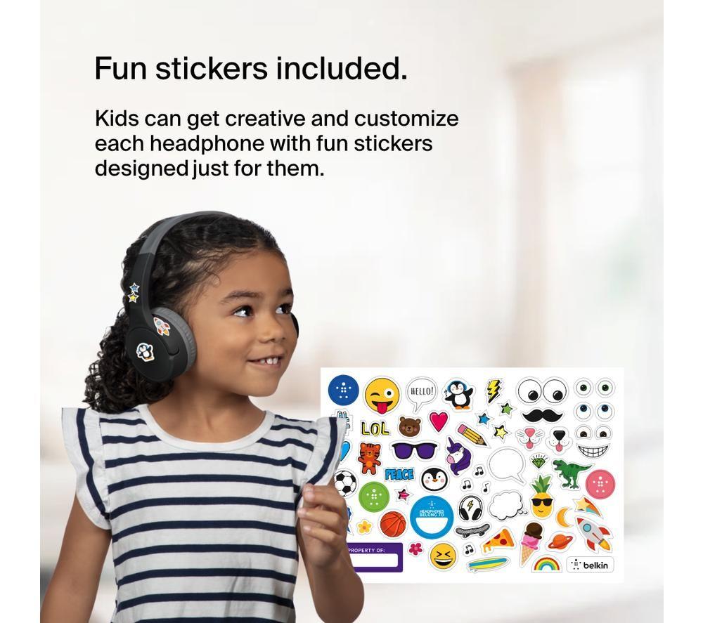 BELKIN SoundForm Mini AUD002BTBKV3 Wireless Bluetooth Kids Headphones - Black