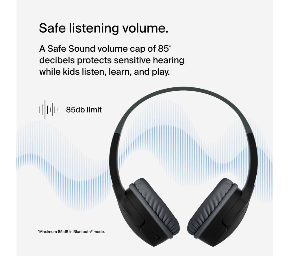 BELKIN SoundForm Mini AUD002BTBKV3 Wireless Bluetooth Kids Headphones - Black
