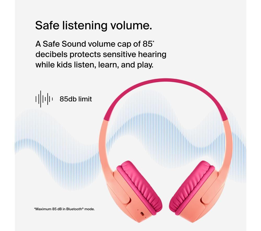 BELKIN SoundForm Mini AUD002BTPKV3 Wireless Bluetooth Kids Headphones - Pink