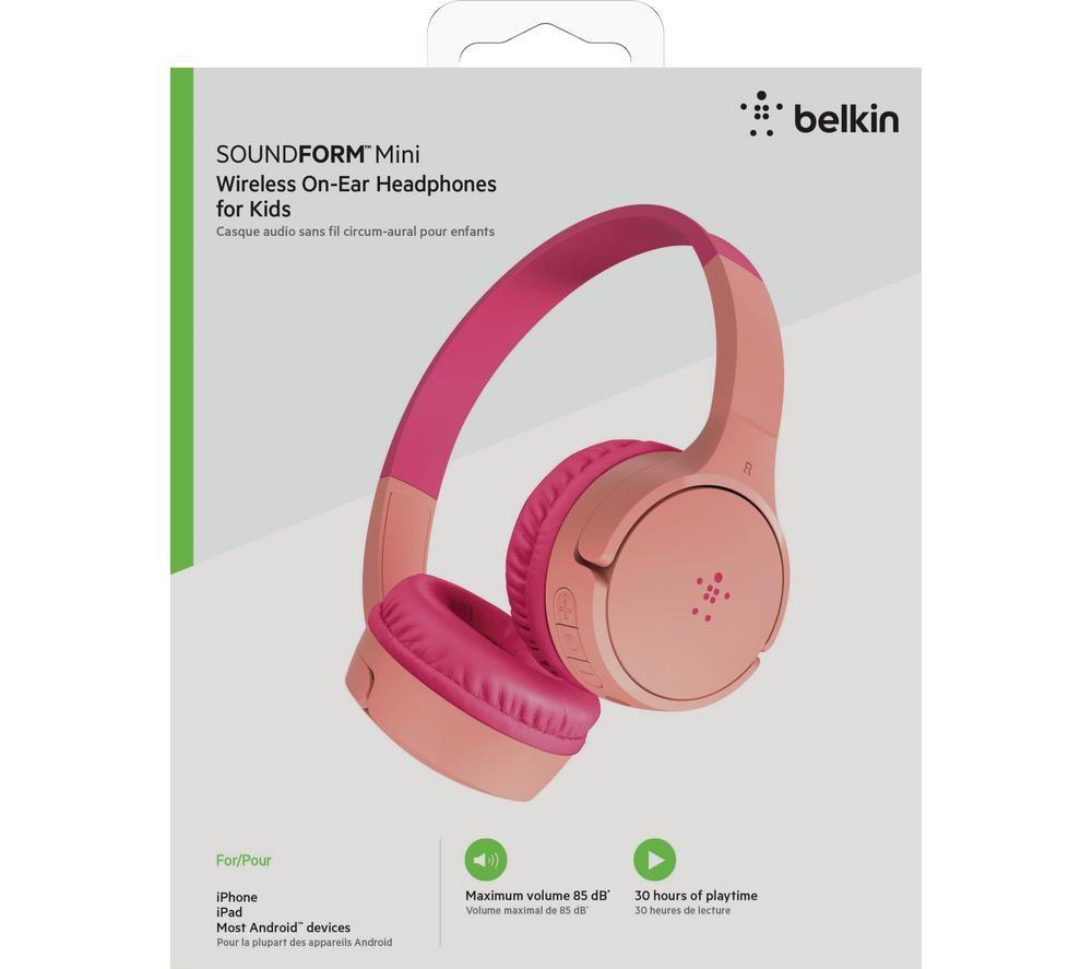 BELKIN SoundForm Mini AUD002BTPKV3 Wireless Bluetooth Kids Headphones - Pink