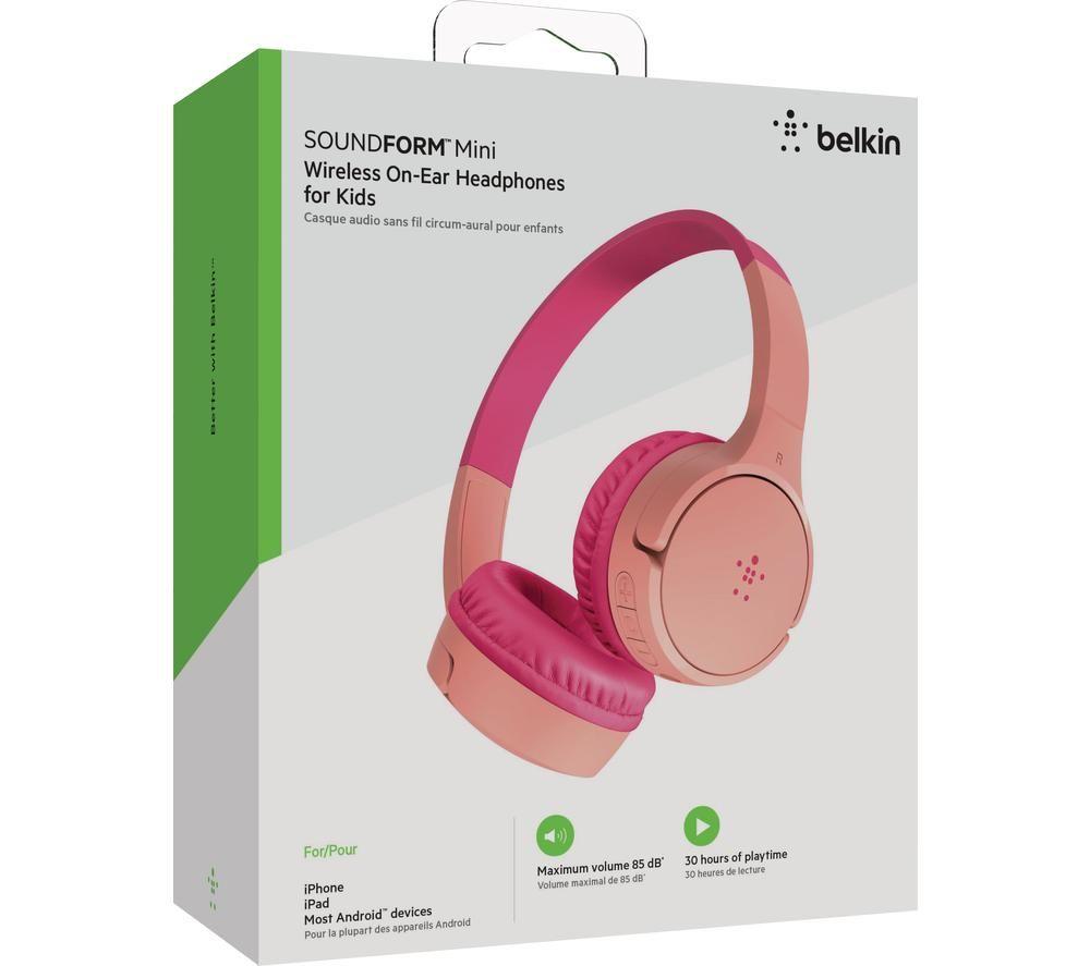 BELKIN SoundForm Mini AUD002BTPKV3 Wireless Bluetooth Kids Headphones - Pink