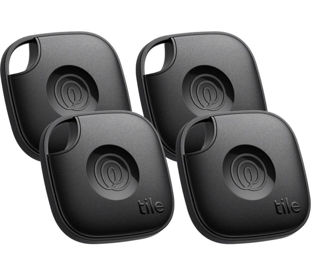 TILE Mate (2024) Bluetooth Tracker - Black, Pack of 4