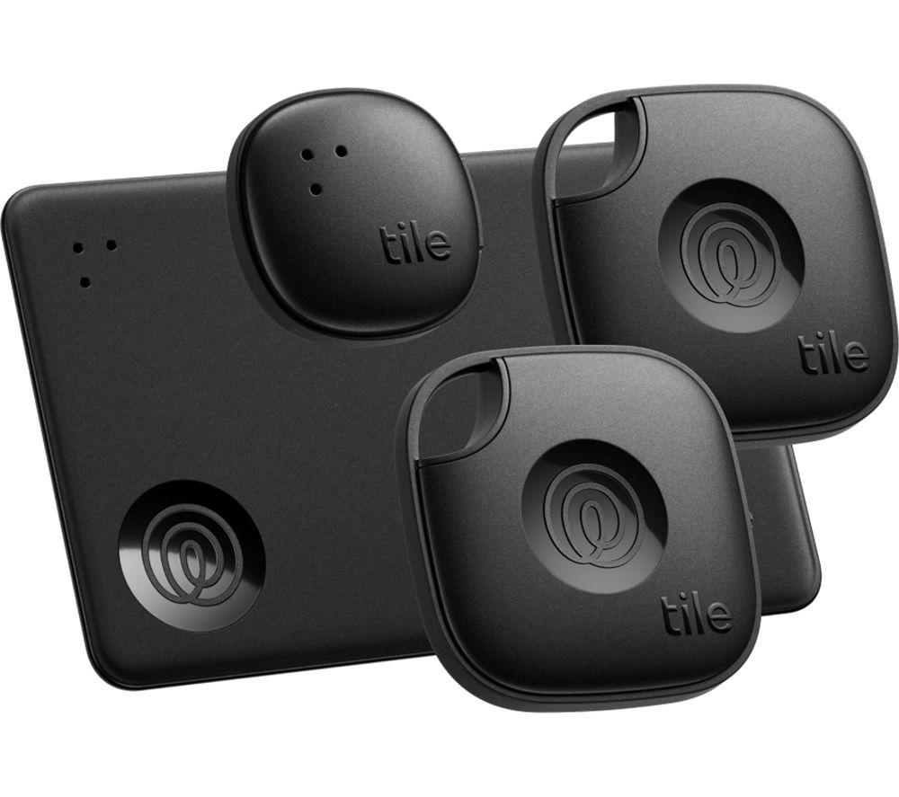 TILE Mate Essentials (2024) Bluetooth Tracker Bundle - Black, Pack of 4