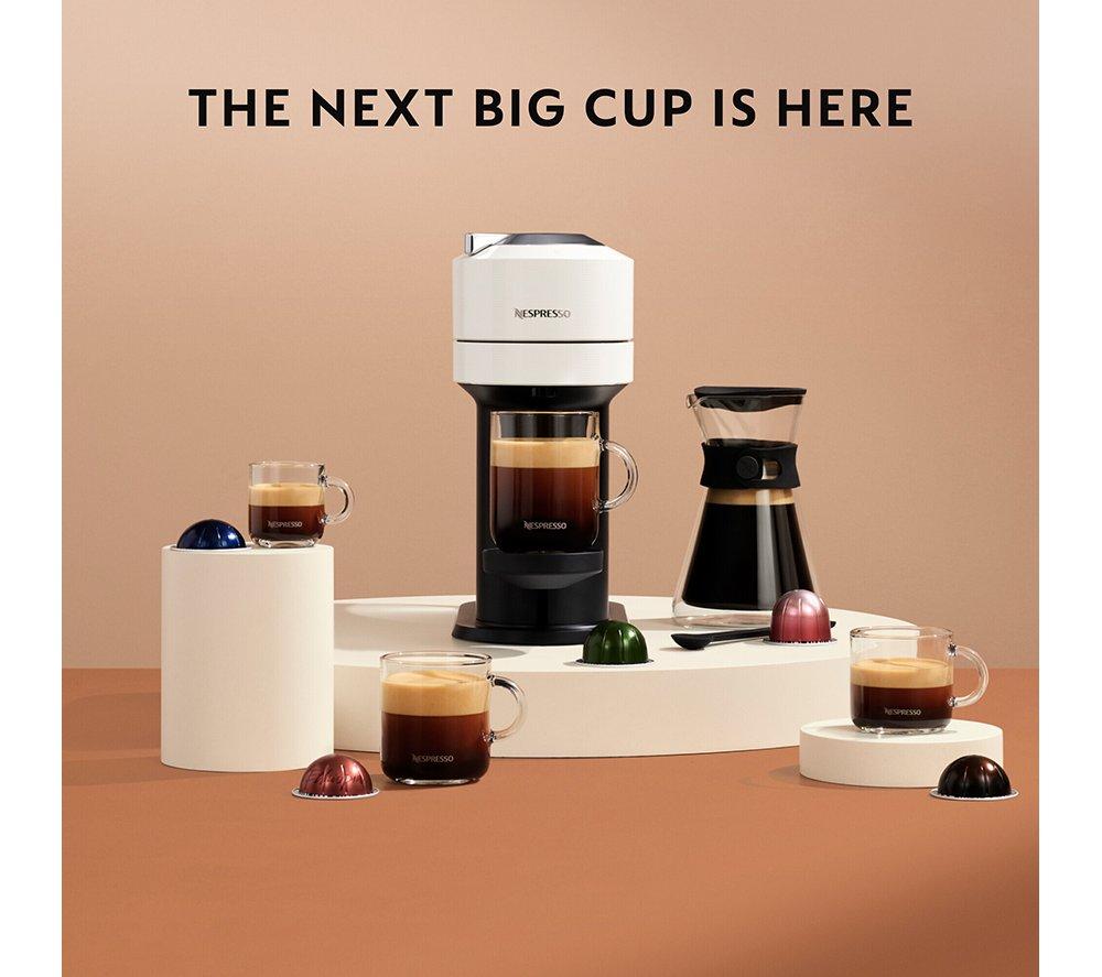 NESPRESSO by De'Longhi Vertuo Next ENV120.WAE Kapselkaffeemaschine mit Aeroccino Milchaufschäumer – Schwarz & Weiß