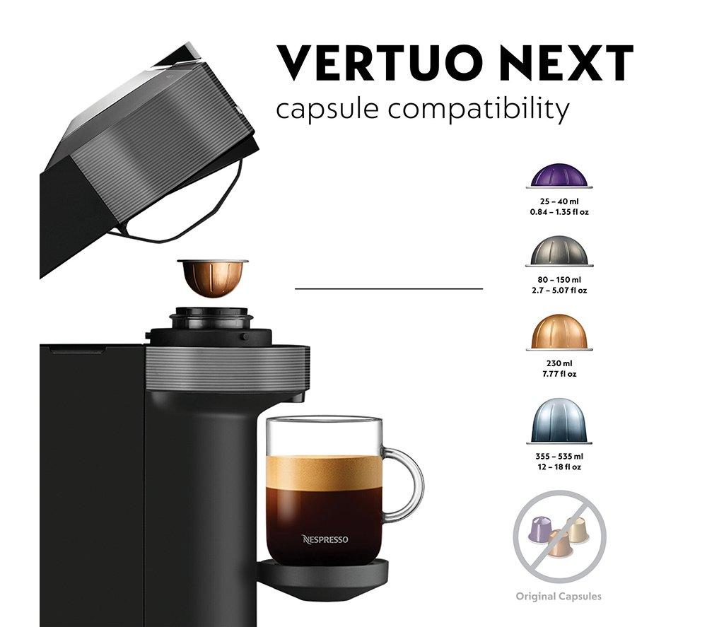 Nespresso De'Longhi Vertuo Next Kapselmaschine ENV120.GYAE mit Aeroccino Milchaufschäumer - Grau